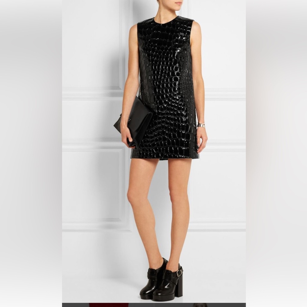 MIU MIU black croc-embossed dress